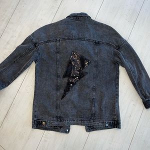 Noisy May Oversized Lightning Bolt Denim Jacket